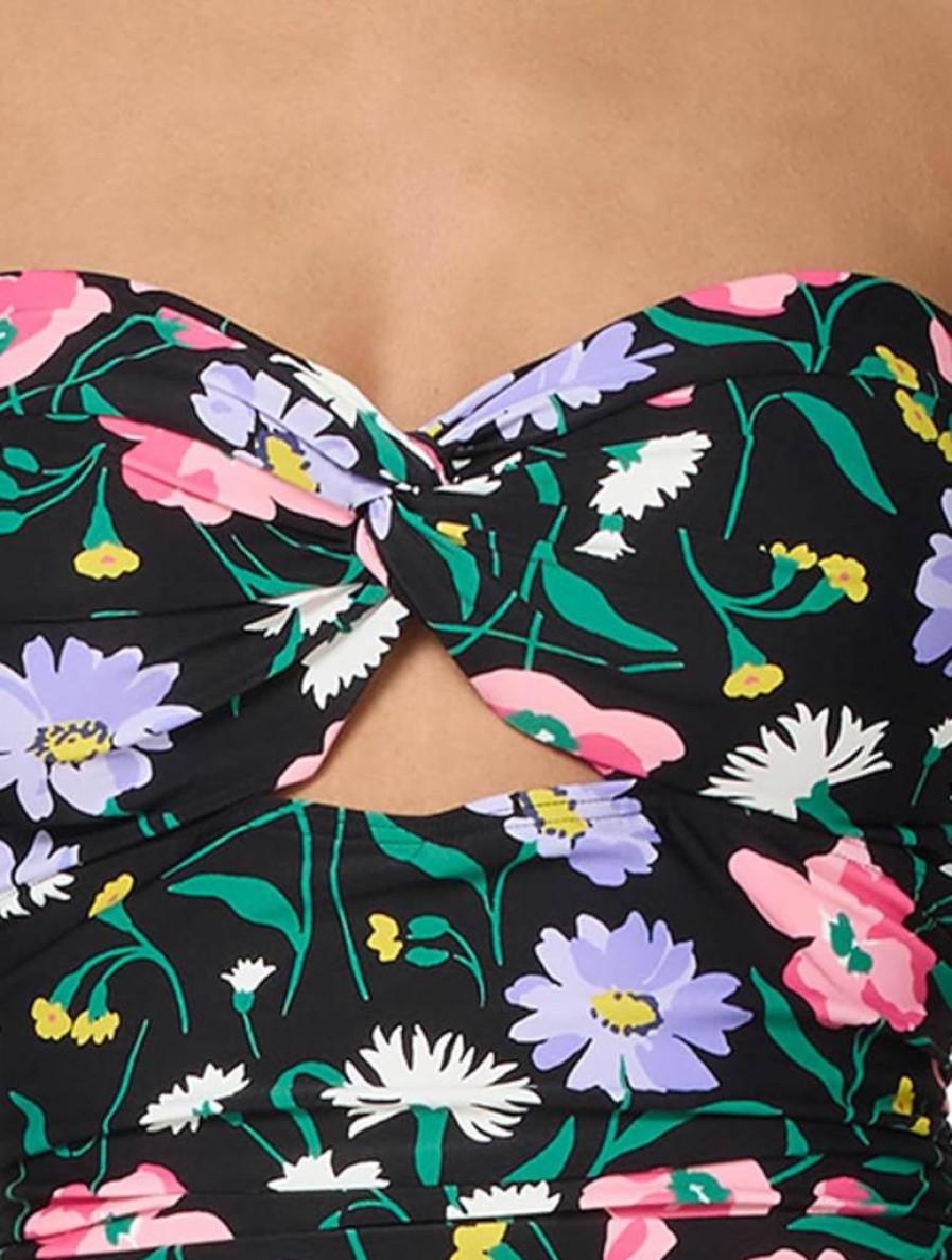 Kate Spade New York Women's Floral Bandeau One-Piece Swimsuit | Spring Bouquet Print