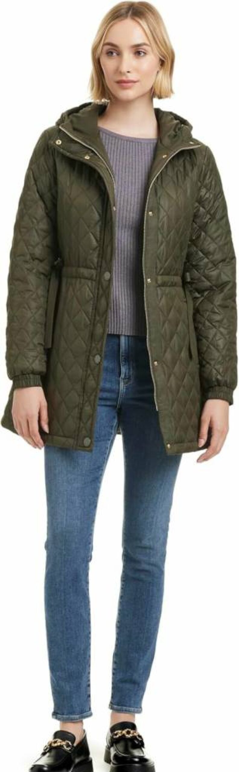 Kate Spade New York Women's Quilted Hooded Jacket - Adjustable Waist, Water Resistant, Lightweight Outerwear