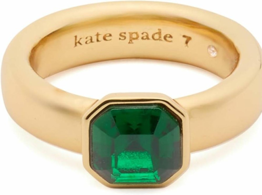 Kate Spade New York Keep Sparkling Asscher Cut Diamond Ring - Elegant Gold Plated Band for Women