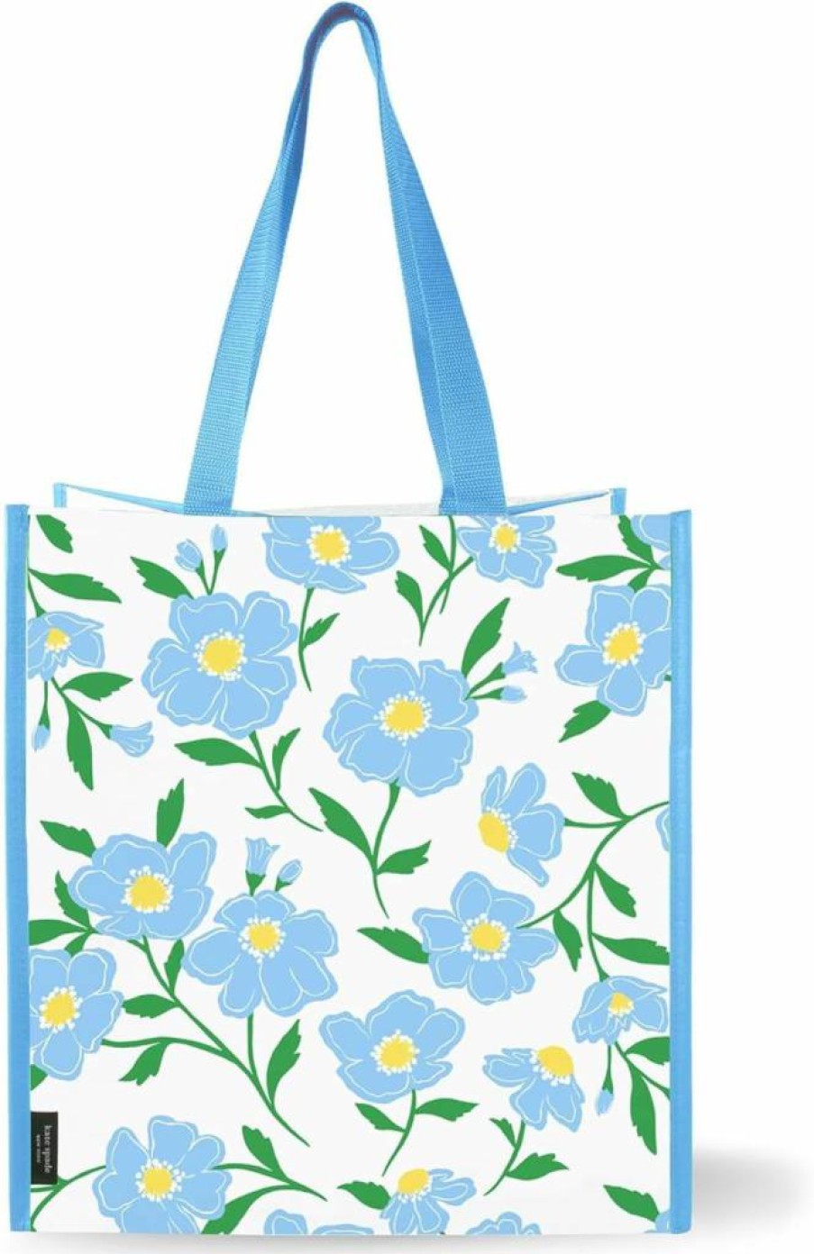 Kate Spade New York Floral Reusable Grocery Tote Bag - Large Collapsible Shopping Bag with Shoulder Straps, Sunshine Floral Design