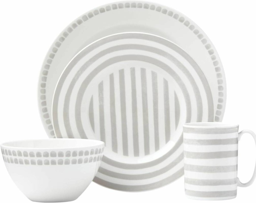 Kate Spade New York Charlotte Street North Dinner Plate 10.25 Inch Taupe Grey Ceramic Tableware for Dining & Entertaining