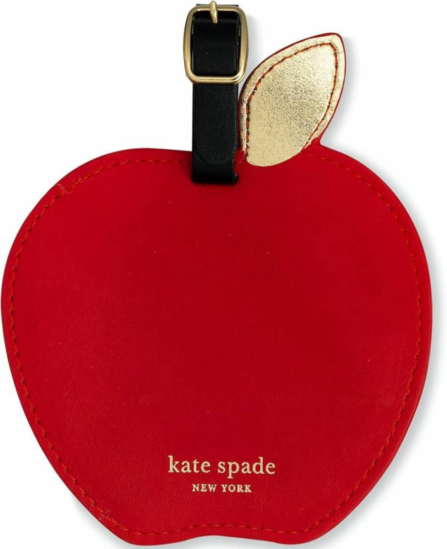 Kate Spade New York Women's Vegan Leather Luggage Tag - Durable Round Red Suitcase ID Tag for Travel Accessories