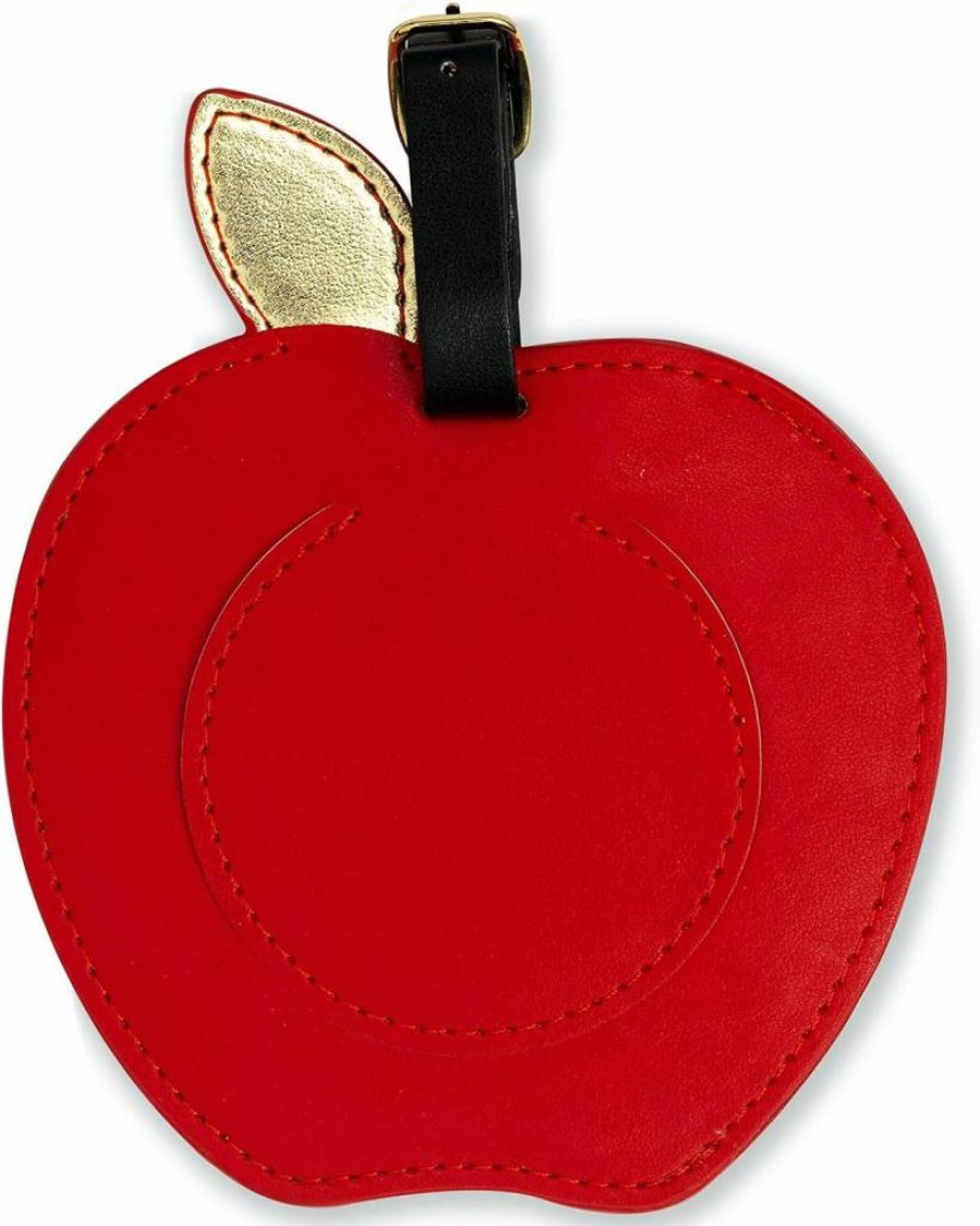 Kate Spade New York Women's Vegan Leather Luggage Tag - Durable Round Red Suitcase ID Tag for Travel Accessories