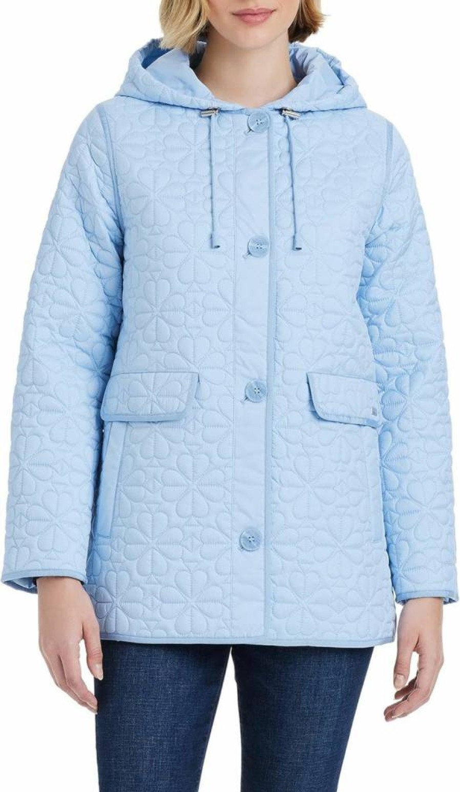 Kate Spade New York Women's Quilted Hooded Jacket - Lightweight A-Line Coat for Style & Comfort
