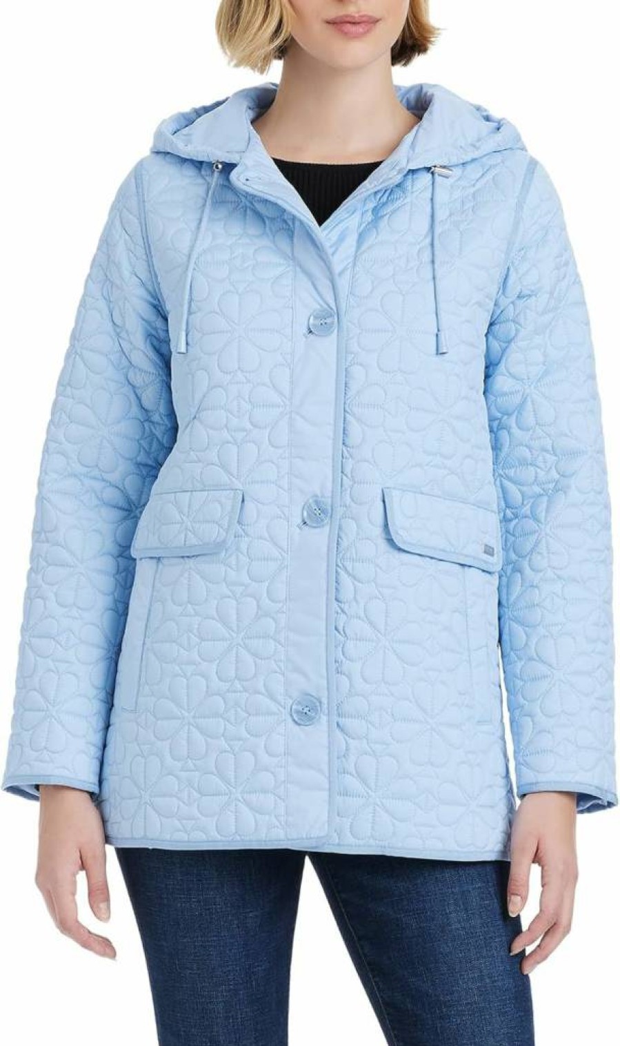 Kate Spade New York Women's Quilted Hooded Jacket - Lightweight A-Line Coat for Style & Comfort