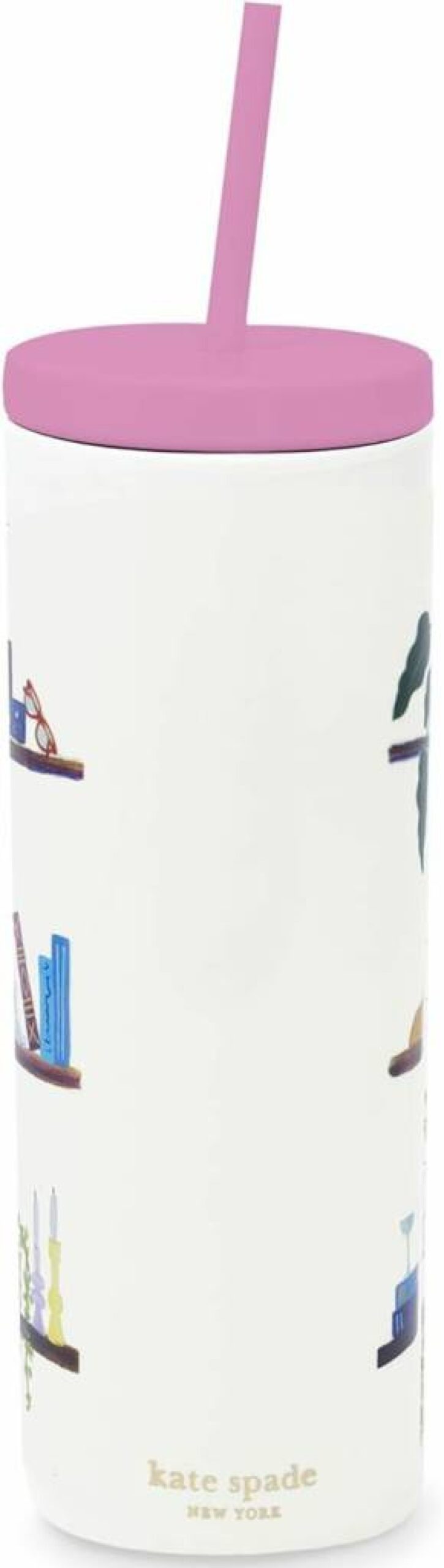 Kate Spade New York Charmed Library 20oz Acrylic Tumbler with Lid & Reusable Straw - Insulated Travel Cup
