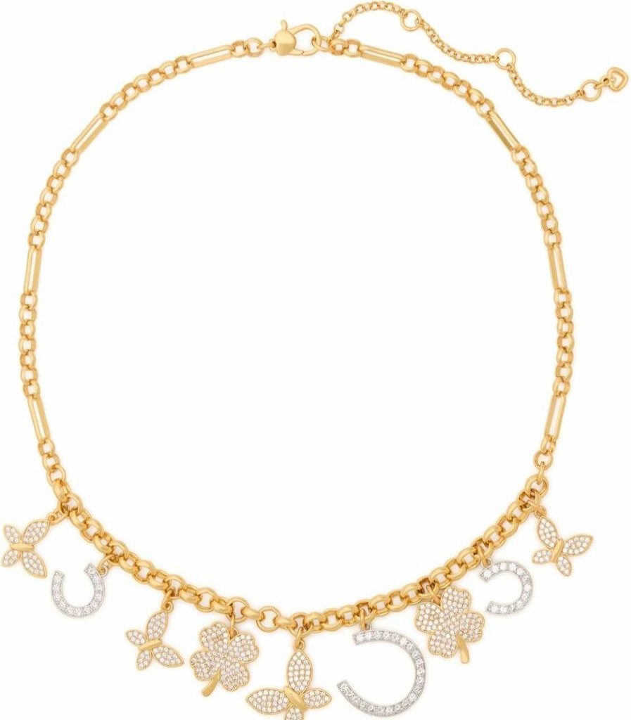 Kate Spade New York Lucky Charm Pendant Necklace in Clear Crystal & Two-Tone Gold