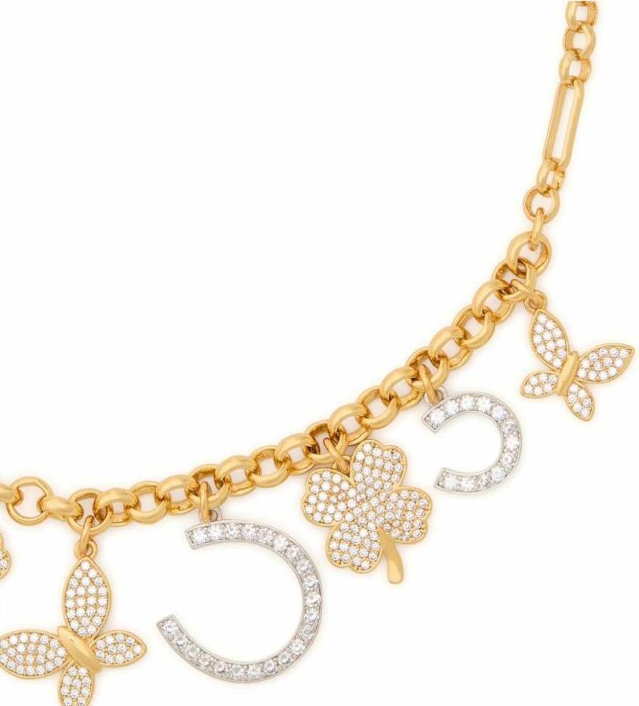 Kate Spade New York Lucky Charm Pendant Necklace in Clear Crystal & Two-Tone Gold