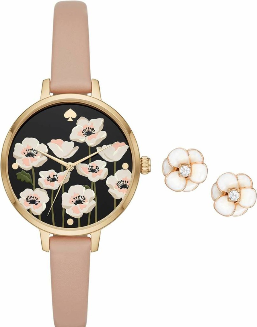 Kate Spade New York Women's Metro Watch - Stainless Steel Bracelet or Leather Band, Stylish Novelty Watch for Women