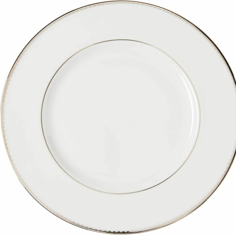 Kate Spade New York White Sugar Pointe Saucer - Elegant Ceramic Dessert Plate for Stylish Dining