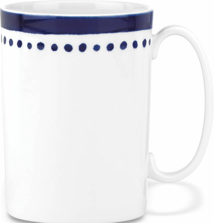 Kate Spade New York Charlotte Street East White and Blue Ceramic Coffee Mug, 1 Count