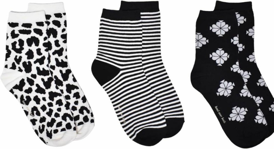 Kate Spade New York Women's 3-Pack Leopard Print Crew Socks - Soft, Comfortable Shortie Socks for Everyday Wear