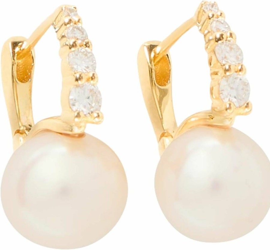 Kate Spade New York Meant To Be Pearl & Diamond Huggie Earrings - Sterling Silver Hoops