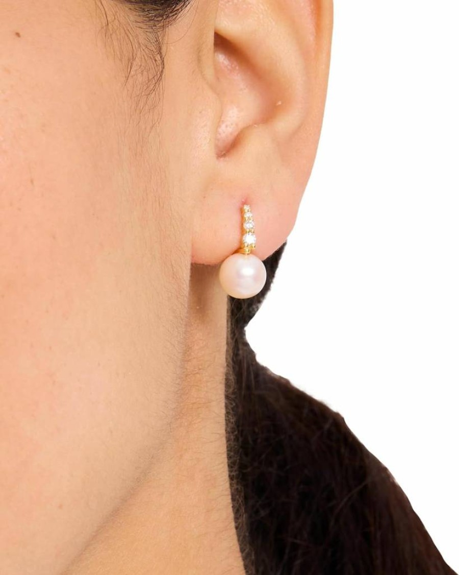 Kate Spade New York Meant To Be Pearl & Diamond Huggie Earrings - Sterling Silver Hoops