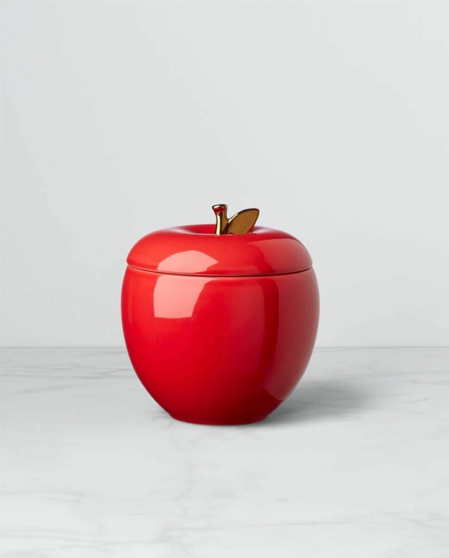 Kate Spade New York Red Apple Cookie Jar - Knock On Wood Design, Kitchen Decor, Unique Gift Idea