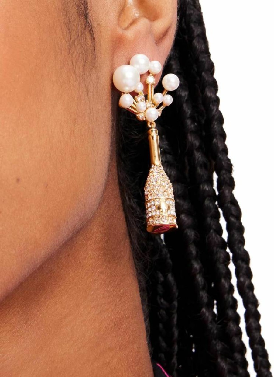 Kate Spade New York Cheers To That Drop Earrings in Champagne & Gold - Elegant Dangle Earrings for Women