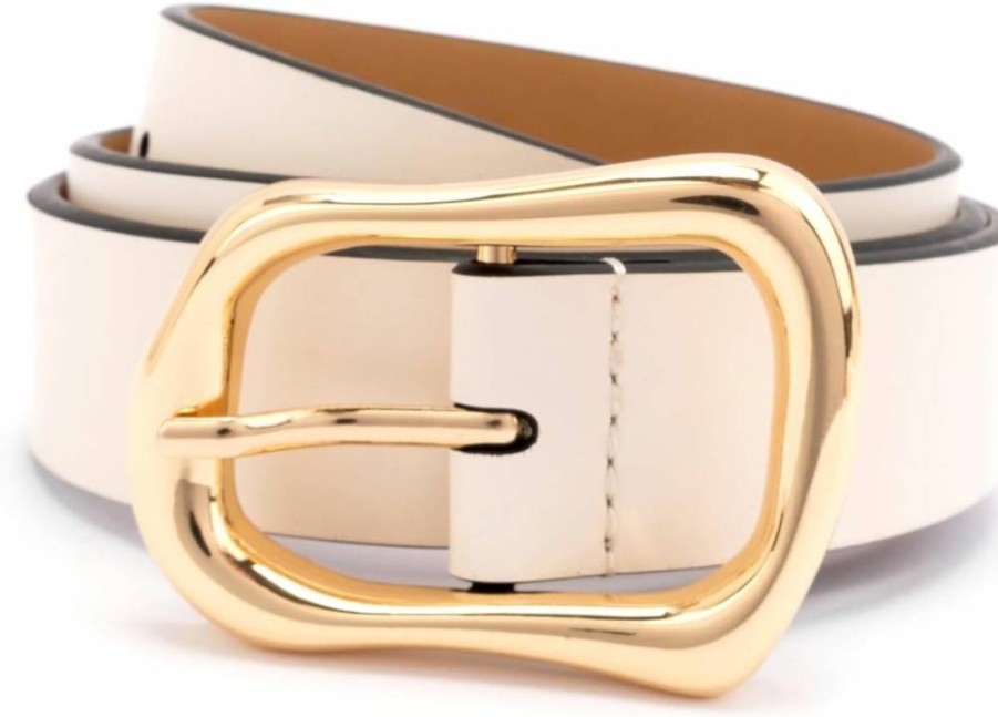 Kate Spade New York Women's Leather Belt with Molten Metal Buckle, Adjustable Waist Size 1.20 Inch Width, Fashion Accessory