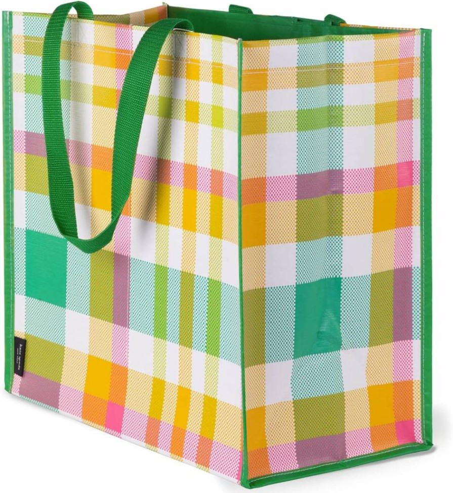 Kate Spade New York Large Reusable Grocery Tote Bag with Shoulder Straps - Collapsible Shopping Tote