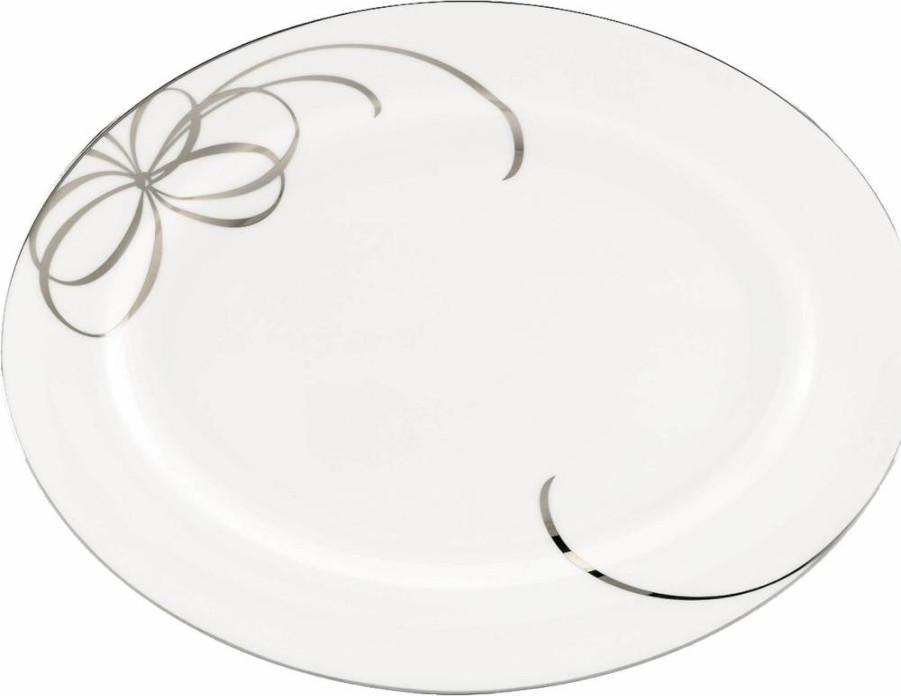 Kate Spade New York Belle Boulevard White Ceramic Saucer Plate, 0.30 LB, Elegant Dining Tableware