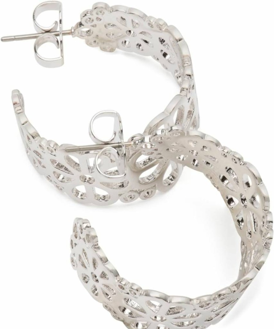 Kate Spade New York Floral Lace Hoop Earrings - Elegant Flower Design Stud Earrings for Women