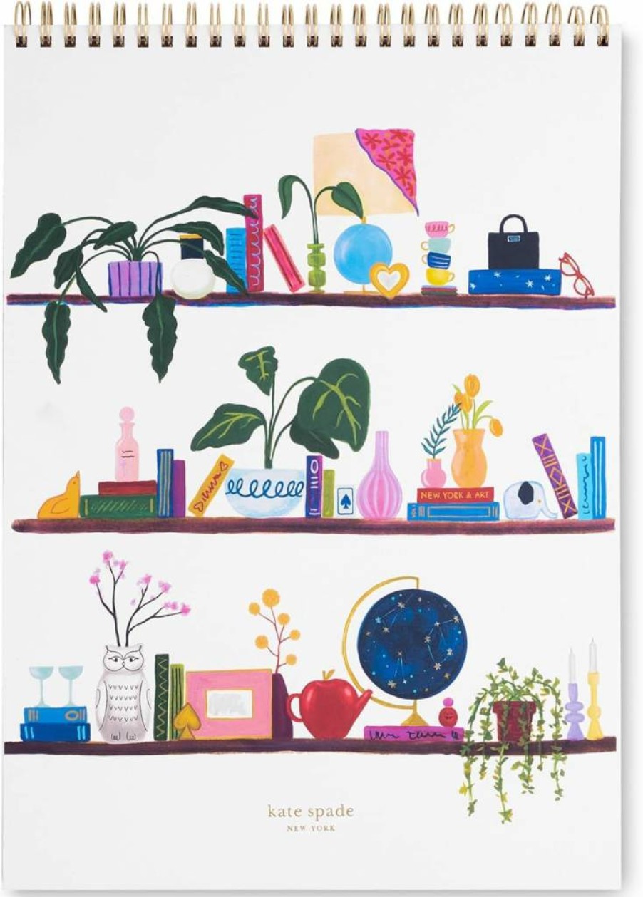 Kate Spade New York Charmed Library Top Spiral Notebook - Large College Ruled Writing Pad, 160 Pages, 11.75 x 8.5 Inches