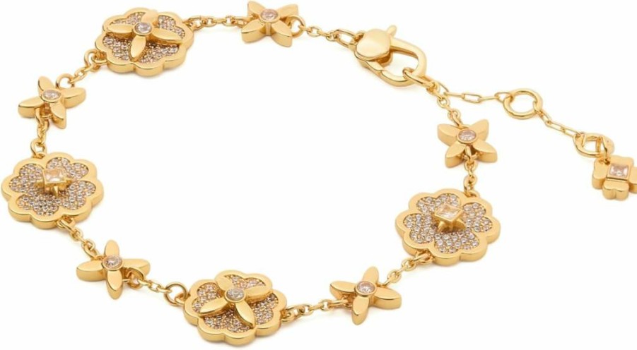 Kate Spade New York Heritage Bloom Charm Bracelet - Floral Design Women's Fashion Jewelry