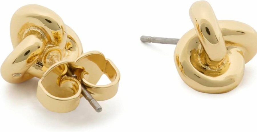 Kate Spade New York Double Knot Stud Earrings | Gold-Tone Hoop Earrings with Knot Detail
