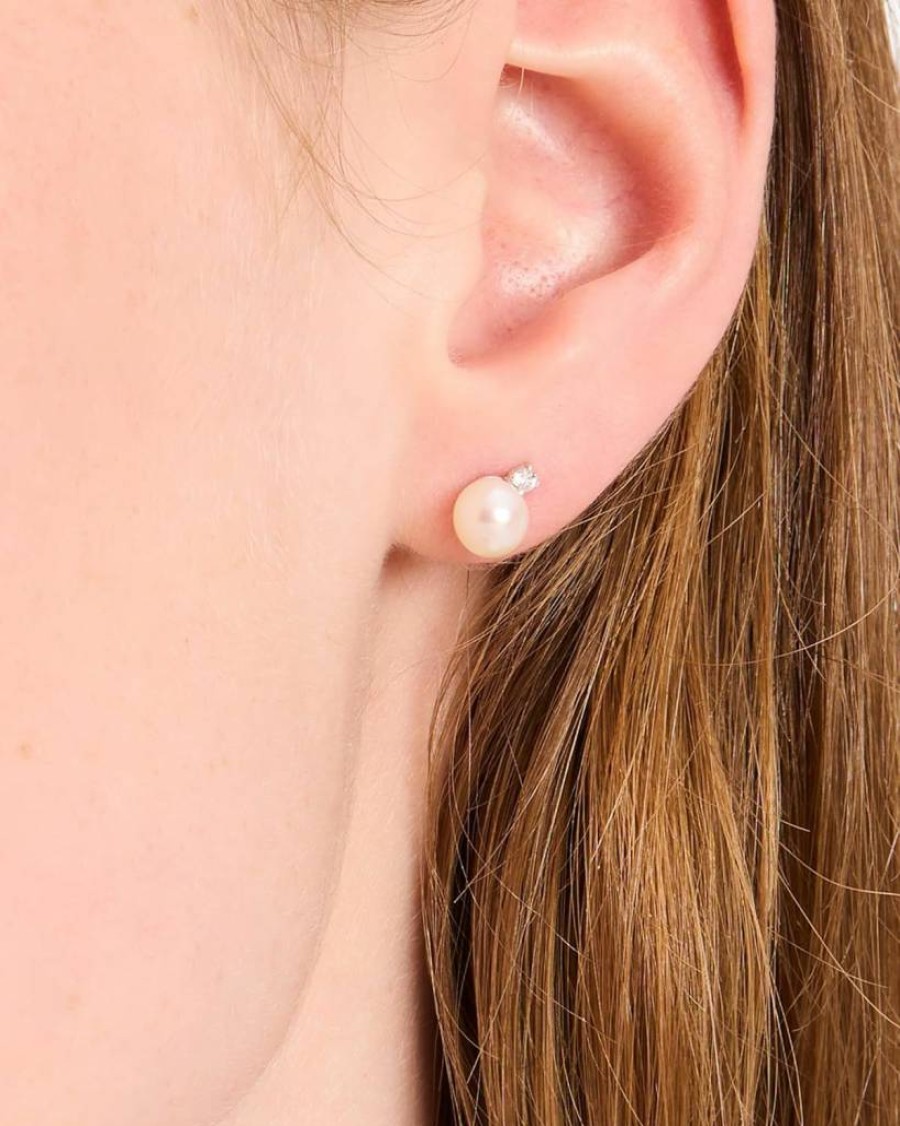 Kate Spade New York Meant To Be Pearl & Diamond Stud Earrings - Sterling Silver Fine Jewelry
