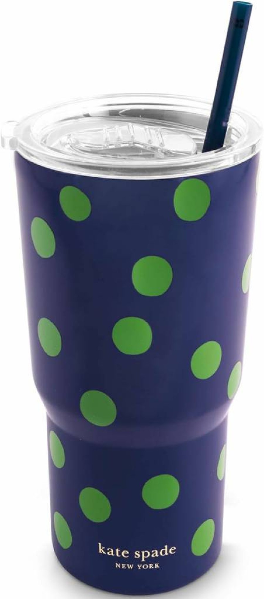 Kate Spade New York 20oz Stainless Steel Tumbler with Reusable Straw & Slide Lid - Insulated Travel Mug for Hot & Cold Drinks (Gingham Garden Design)