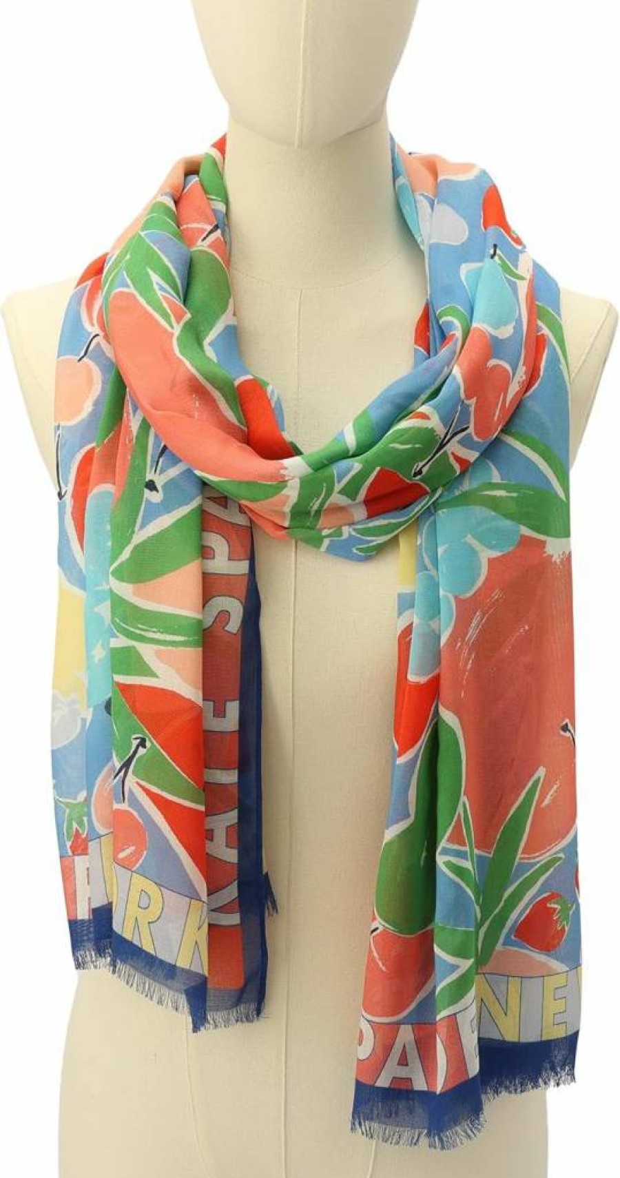 Kate Spade New York Women's Lightweight Viscose Scarf - Stylish Summer Fruit Print Fashion Accessory