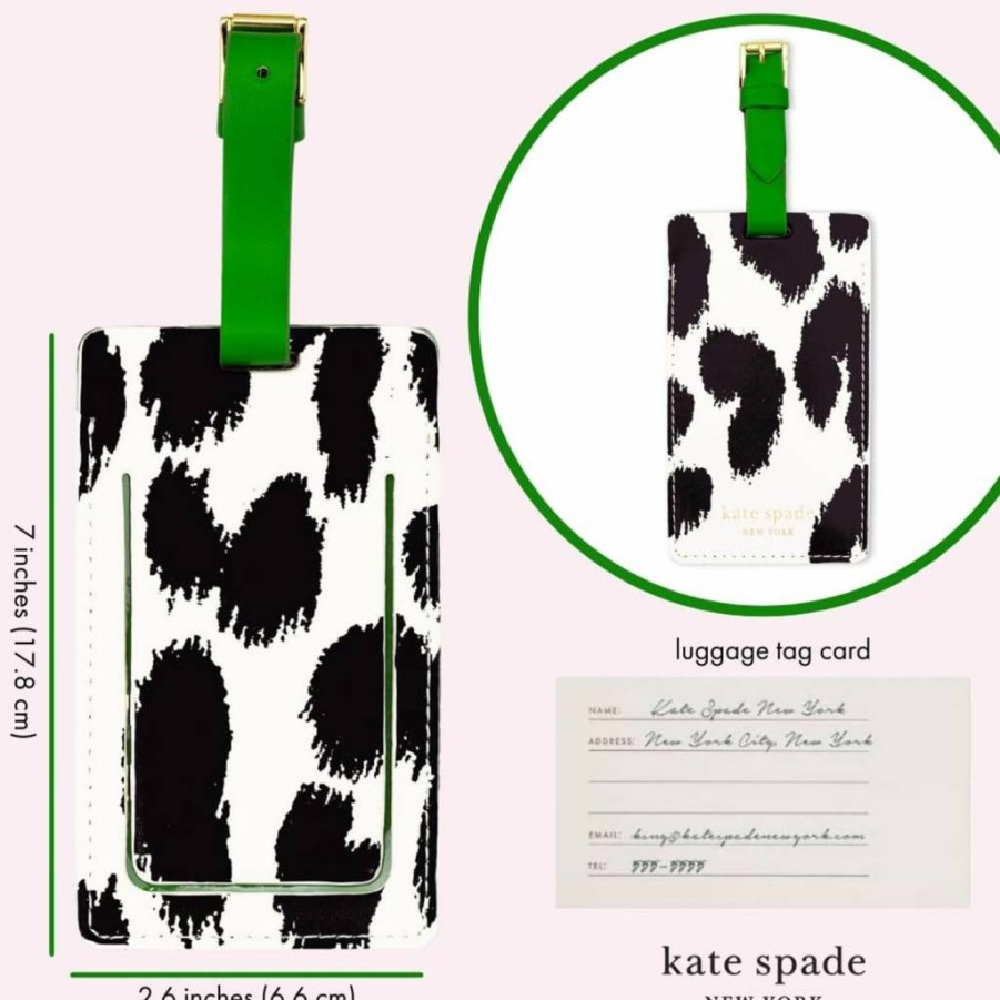 Kate Spade New York Vegan Leather Luggage Tag for Women - Durable Travel ID Tag with "Where To Next" Design