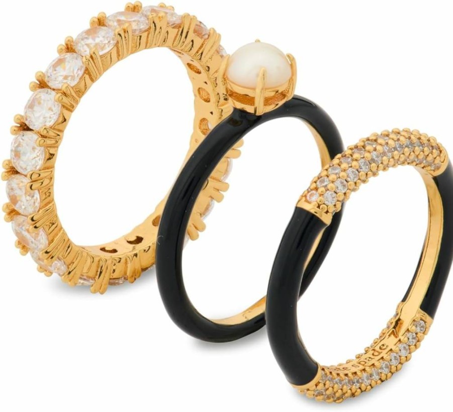 Kate Spade New York Navy & Yellow Gold Shimmer Stacking Ring Set - 6 Piece Jewelry Collection