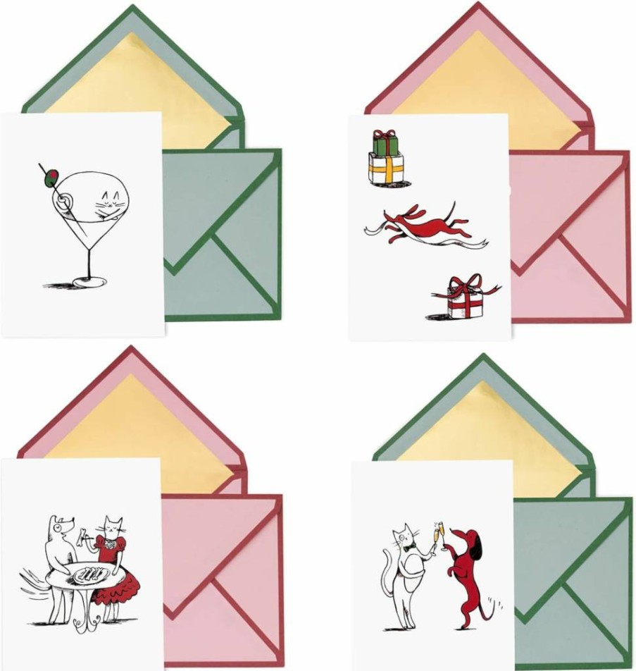Kate Spade New York Holiday Greeting Cards Set - 10 Blank All-Occasion Stationery Cards with Envelopes for Christmas, Party & Celebrations