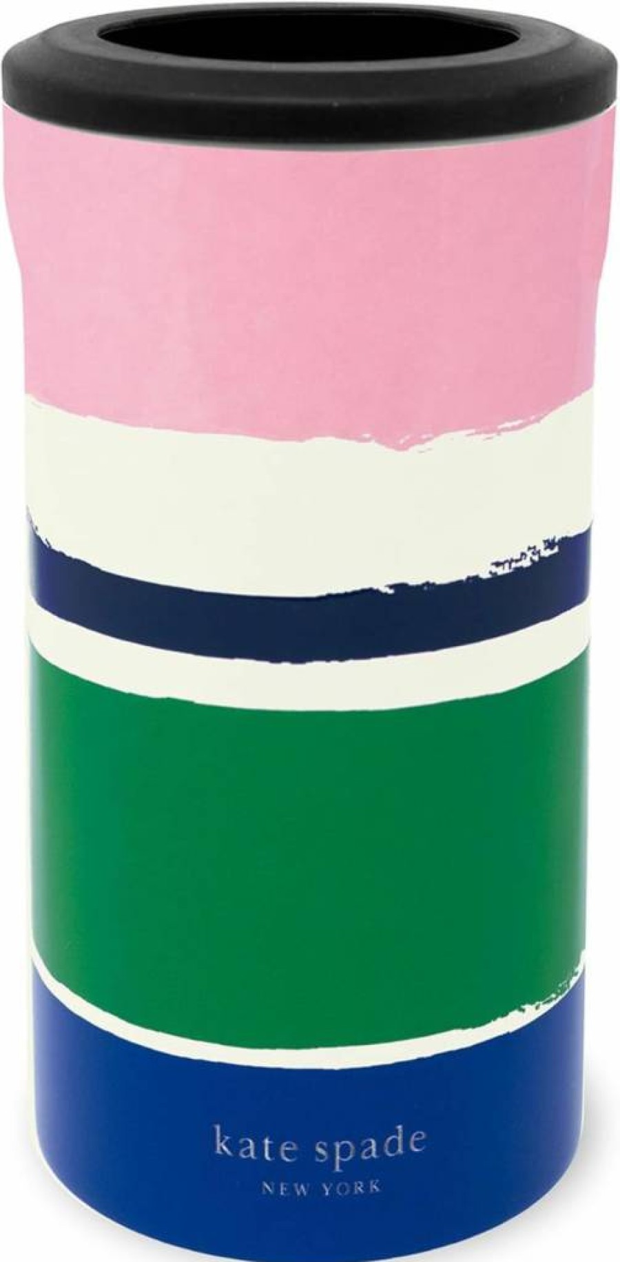Kate Spade New York Insulated Stainless Steel Can Hugger - Slim Double Wall Drink Holder, Ocean Stripe Design