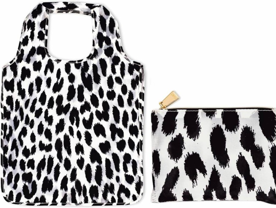 Kate Spade New York Reusable Grocery Bags - Lightweight Foldable Shopping Tote with Zipper Pouch for Produce & Essentials