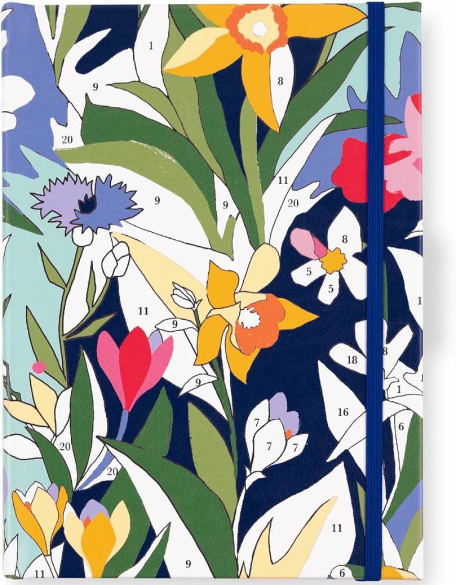 Kate Spade New York Vegan Leather Writing Journal with Pen Case, 168 Lined Pages, Zipper Pouch for Office Supplies, Paint by Numbers Design