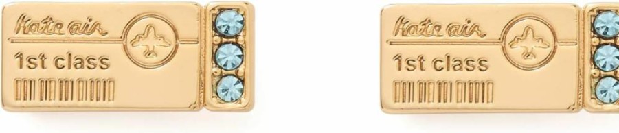 Kate Spade New York Out of Office 1st Class Ticket Stud Earrings - Gold-Tone Statement Studs for Women