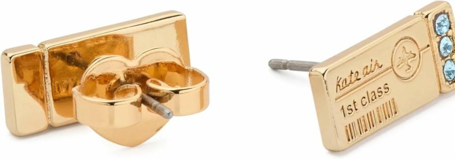 Kate Spade New York Out of Office 1st Class Ticket Stud Earrings - Gold-Tone Statement Studs for Women