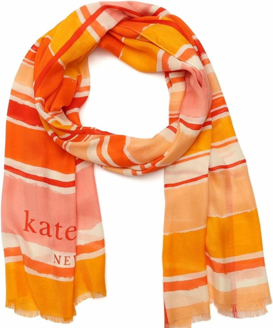 Kate Spade New York Women's Lightweight Ocean Stripe Viscose Scarf - Stylish Oblong Fashion Accessory for Women