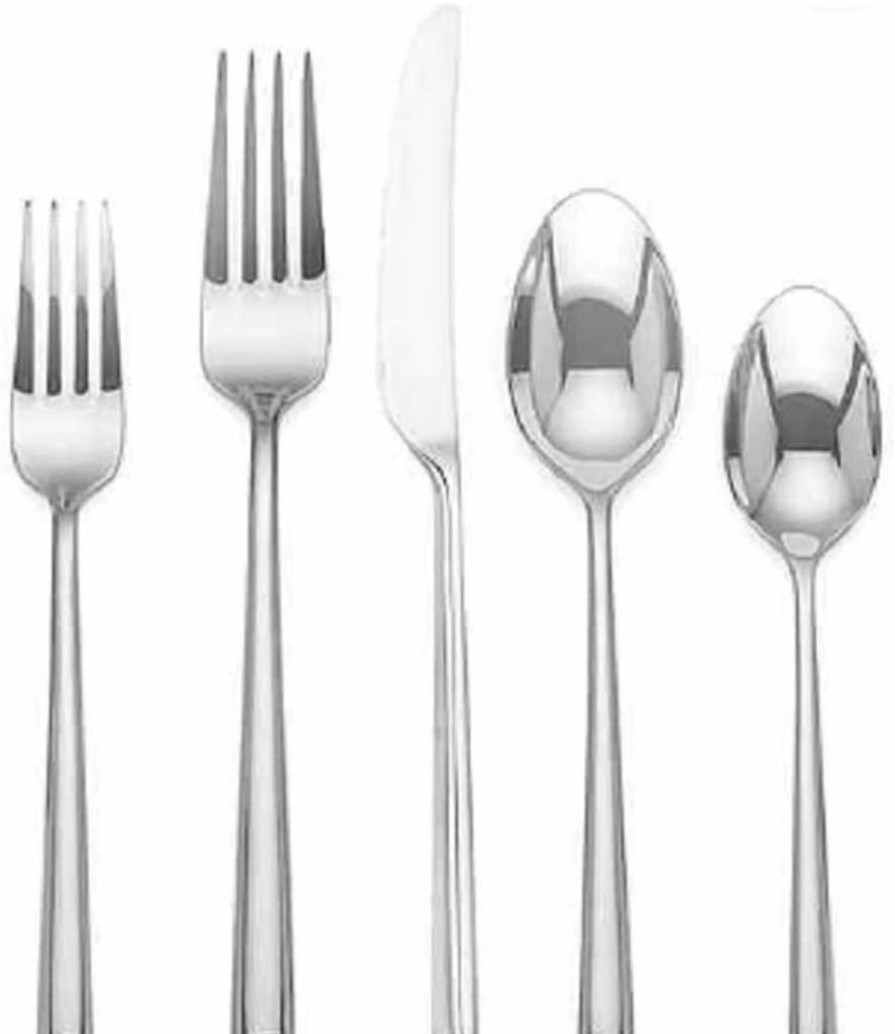 Kate Spade New York Malmo 20-Piece Flatware Set - Stainless Steel Cutlery with Metallic Finish, 4.75 Lb, Dining Utensils for 4