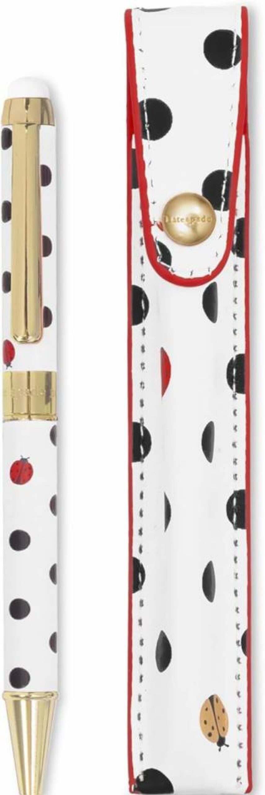 Kate Spade New York Ladybug Dot Stylus Pen - Touch Screen & Ballpoint Dual Tip, Black Ink, Includes Storage Pouch