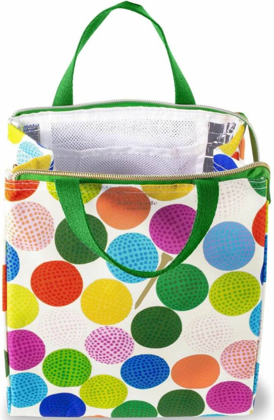 Kate Spade New York Insulated Lunch Tote for Women, Thermal Silver Lining, Large Mini Golf Lunch Bag with Storage Pocket