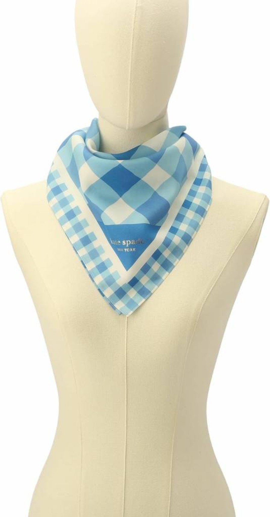 Kate Spade New York Women's Plaid Silk Bandana Scarf – Stylish Lightweight Fashion Accessory for Everyday Outfits
