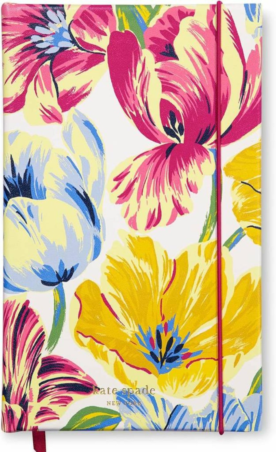 Kate Spade New York Vegan Leather Hardcover Journal - Lined Tulip Design Notebook with 168 Pages, Take Note Large Diary for Writing