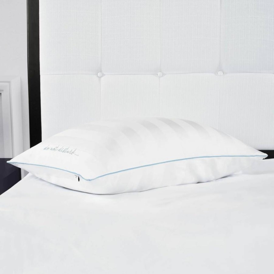 Kate Spade New York Queen Size Cooling Pillow - 20x28 Inch, 300 Thread Count, Moisture Wicking & Breathable, Stripe Design, Ideal for All Sleepers, White
