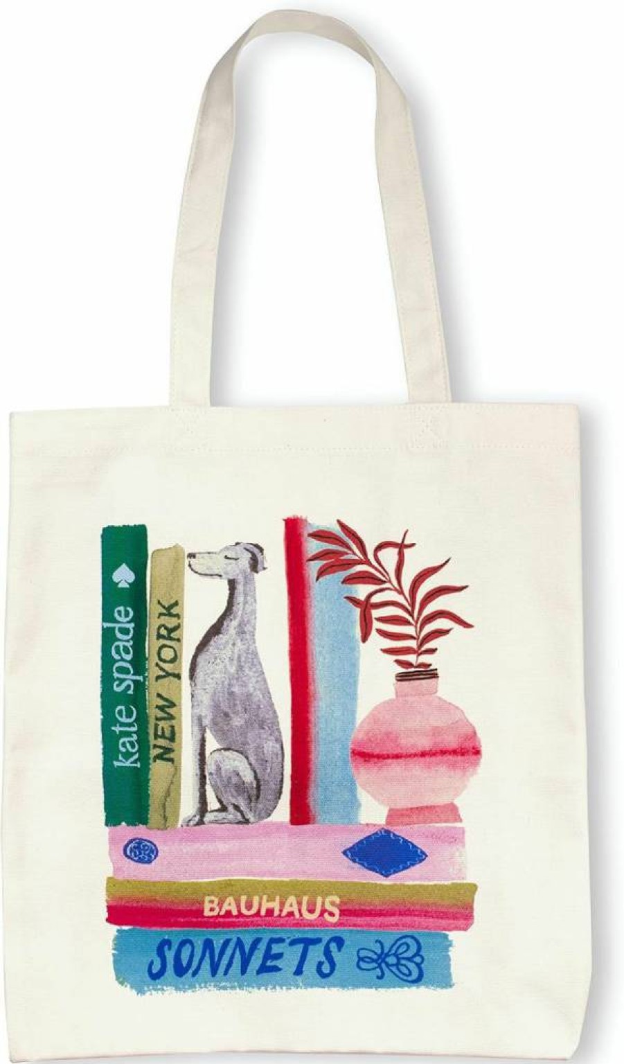 Kate Spade New York Women's Canvas Tote Bag - Stylish Book Tote with Pocket for Teachers, Beach & Daily Use