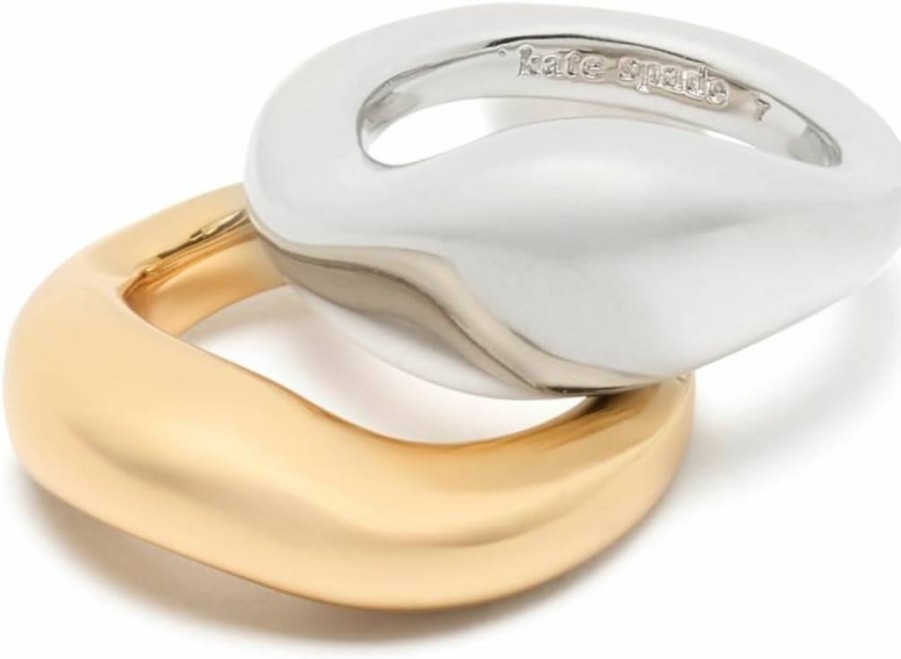 Kate Spade New York Molten Stacking Rings Set - Trendy Layered Gold & Silver Rings for Women