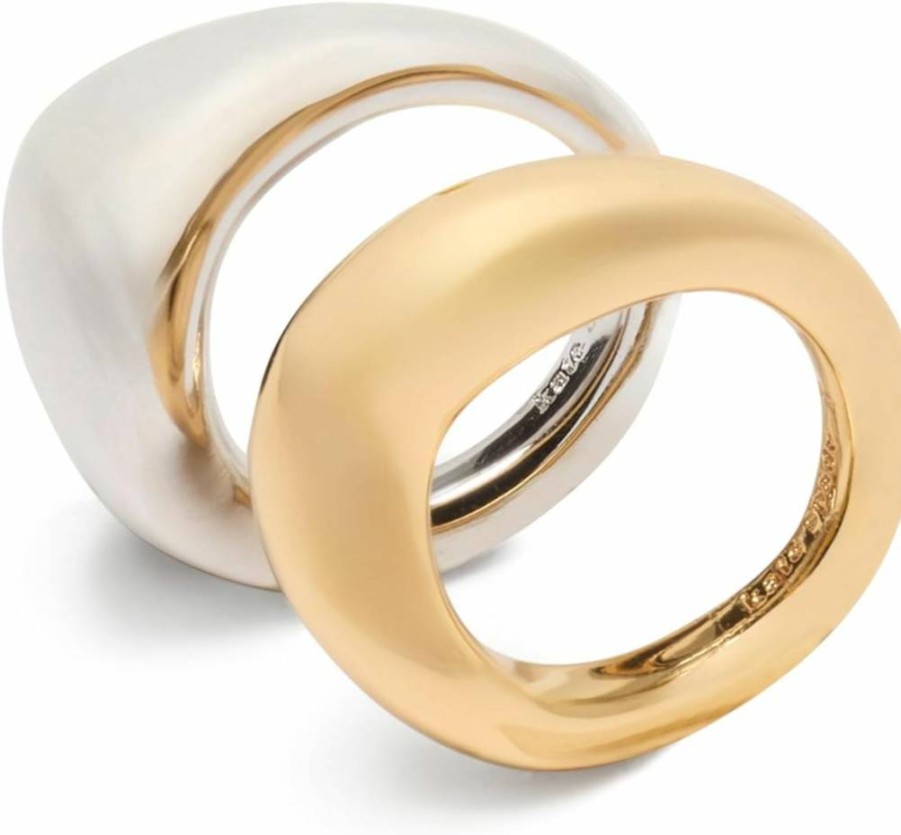 Kate Spade New York Molten Stacking Rings Set - Trendy Layered Gold & Silver Rings for Women