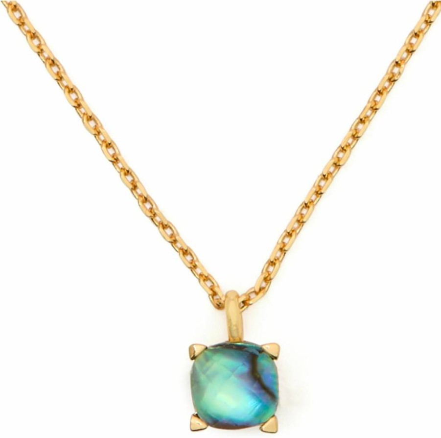 Kate Spade New York Abalone Shell Gold Pendant Necklace - 6mm Square Elegant Jewelry