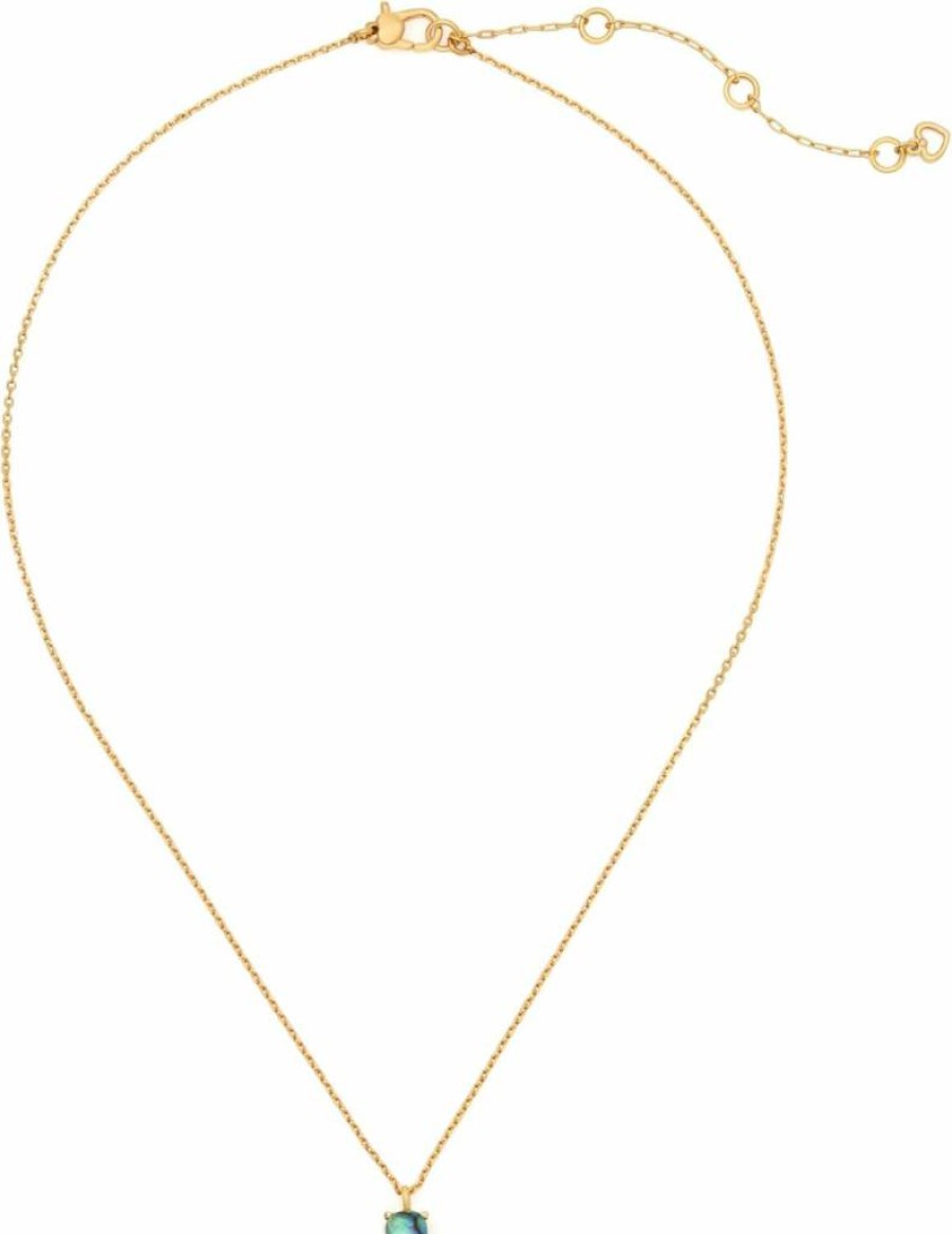 Kate Spade New York Abalone Shell Gold Pendant Necklace - 6mm Square Elegant Jewelry